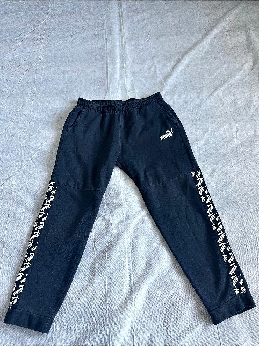 Puma Mens Black Logo Tape Jogger Sweatpants Athletic Pants Size Extra Large